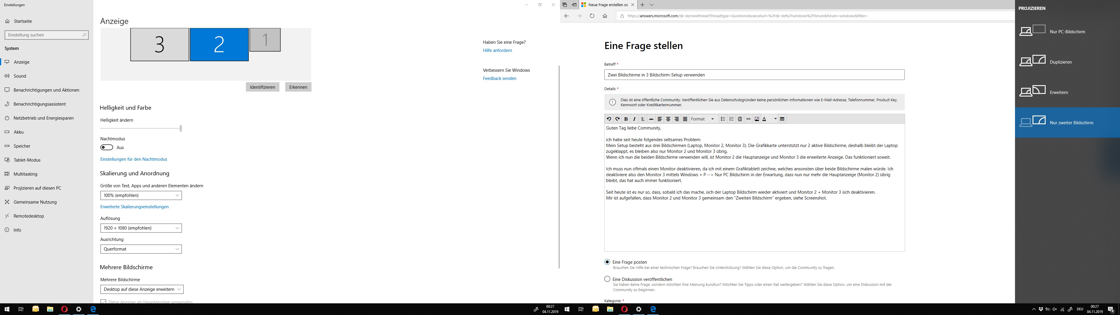 Zwei Bildschirme In 3 Bildschirm Setup Verwenden Microsoft Community