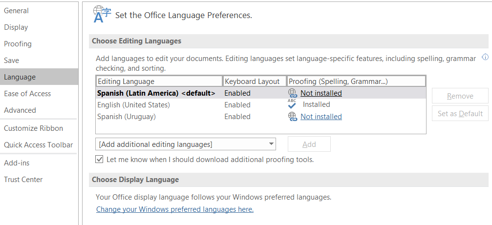 Office 365 Text in Spanish is not being checked. - Microsoft Community