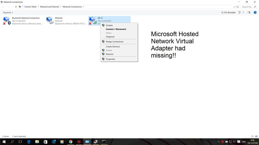 microsoft hosted virtual network adapter missing windows 10