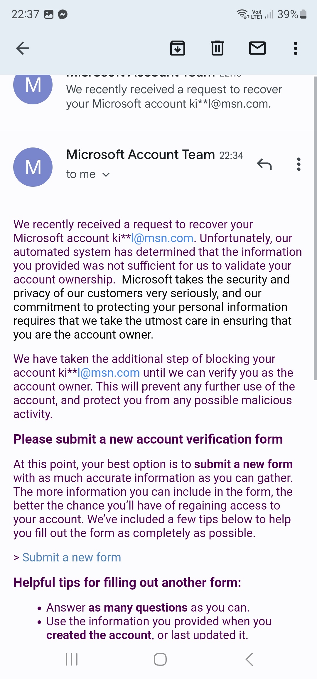 How to recover an email account thats locked - Microsoft Community