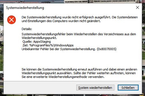 Systemwiederherstellung funktioniert nicht