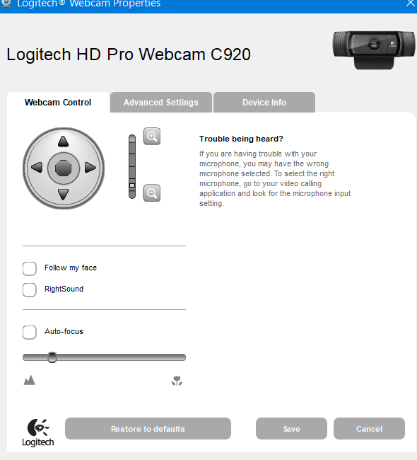 barbermaskine Selv tak at føre How can I adjust settings for Logitech C920 HD Pro webcam? - Microsoft  Community