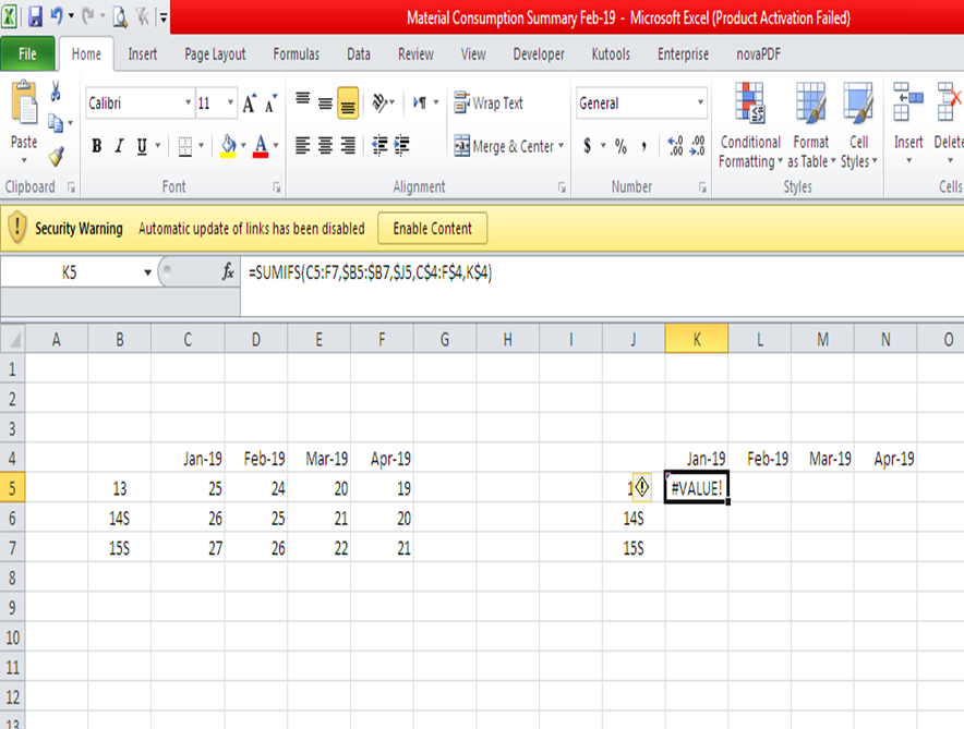 Value error in sumifs function microsoft community