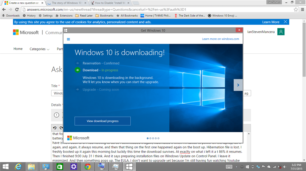 Windows 10 update files is already fully downloaded on laptop by ...