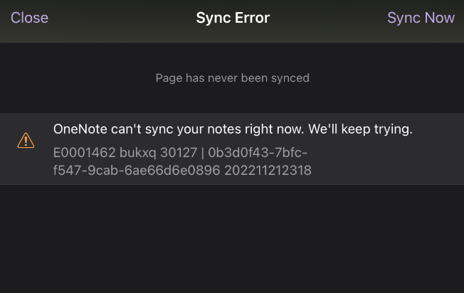 One note syn error E0001462 bukxq 30127 - Microsoft Community