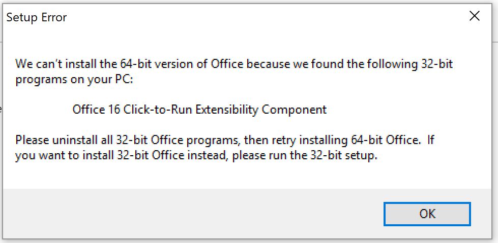 Unable To Install Access 16 Runtime With Office 365 On Windows 10 Microsoft Community