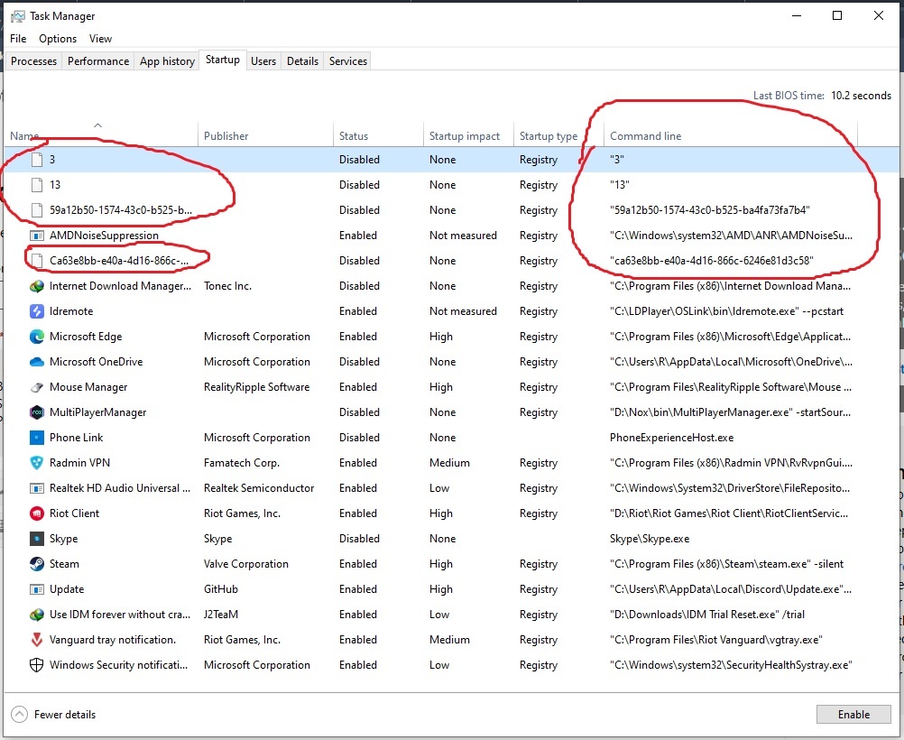 A NUMBER AND CODE IN STARTUP TASK MANAGER - Microsoft Community