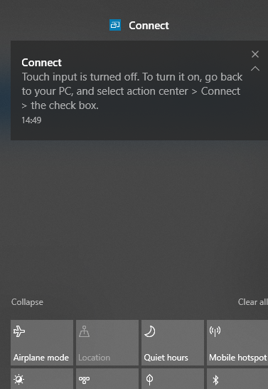 Connect App: Touch input turn off - Microsoft Community