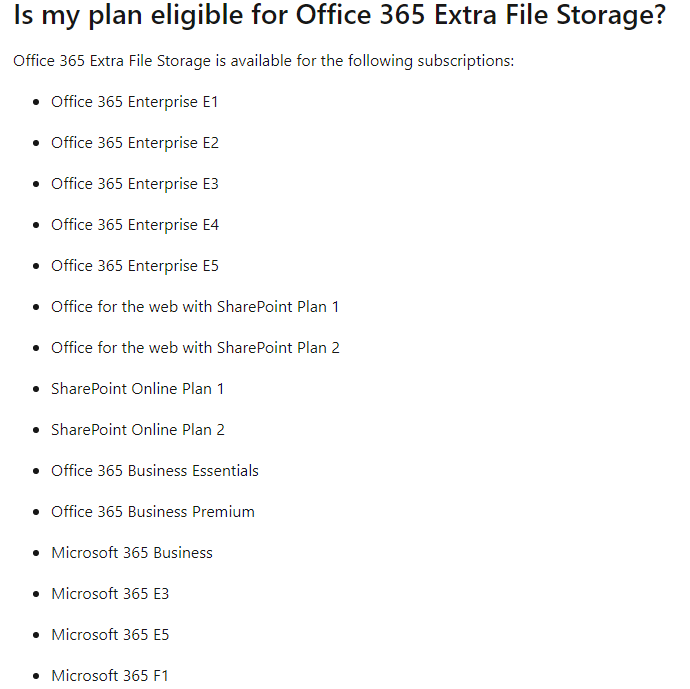 Office 365 Extra File Storage for non profit with Office 365 E2 - Microsoft  Community