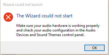 audio wizard not working