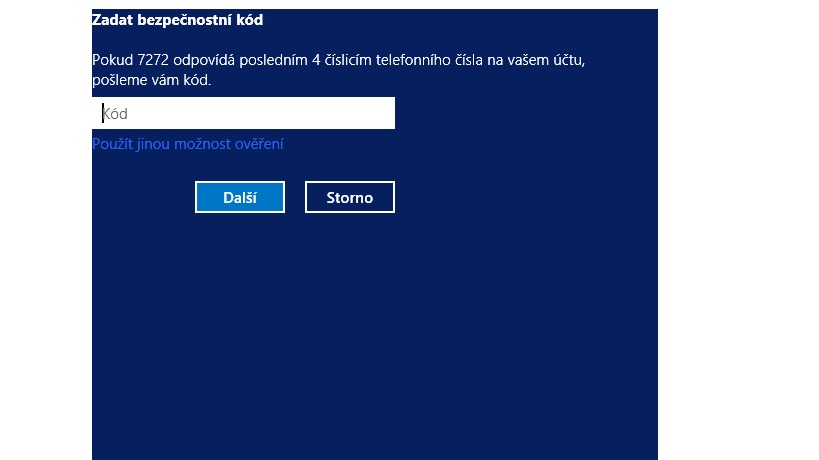 Kam zadat kód Microsoft?