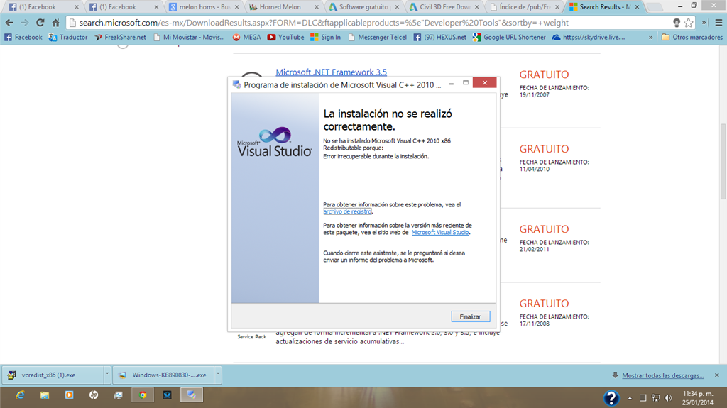 Error Con Microsoft Visual C++ 2010 Redistributable Package (X86.