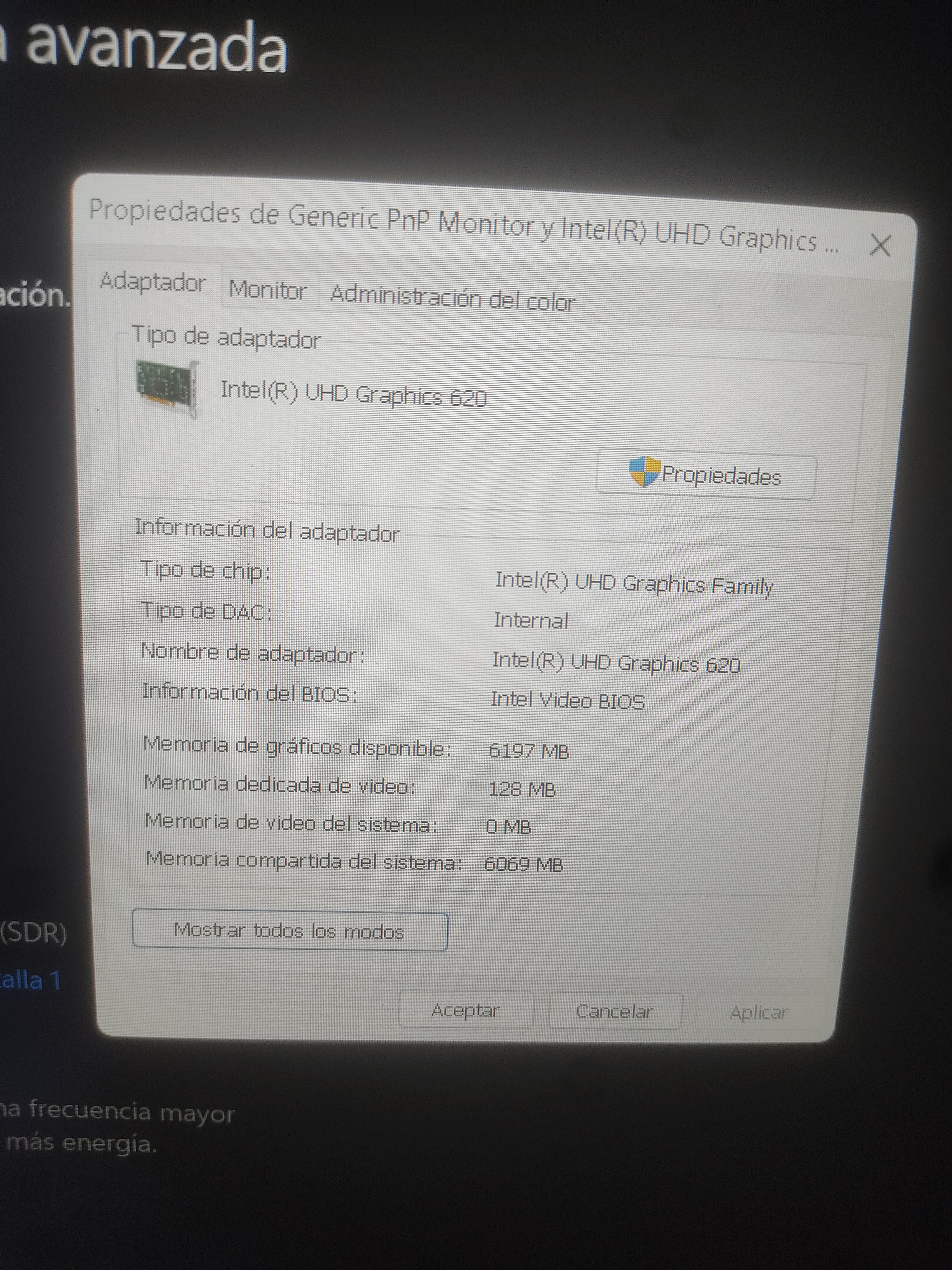 Aumentar memoria video UHD graphics 620 Microsoft Community