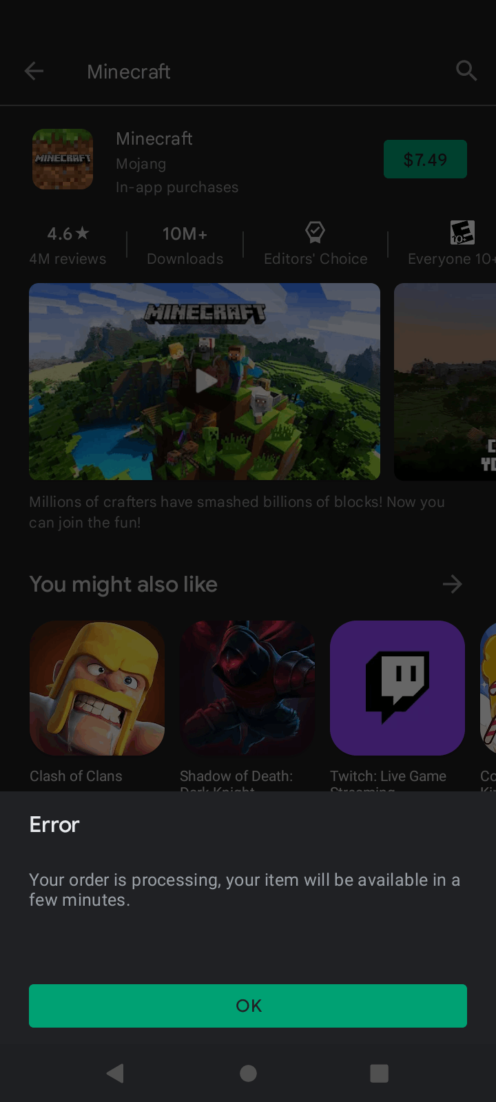 Minecraft Installation on Play store for Android - Microsoft Community