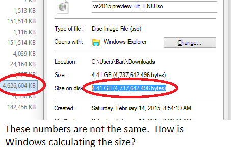 How does Windows calculate file size Microsoft Community