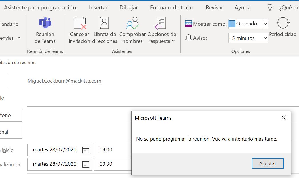 Microsoft Teams no instala el addin en Outlook.exe