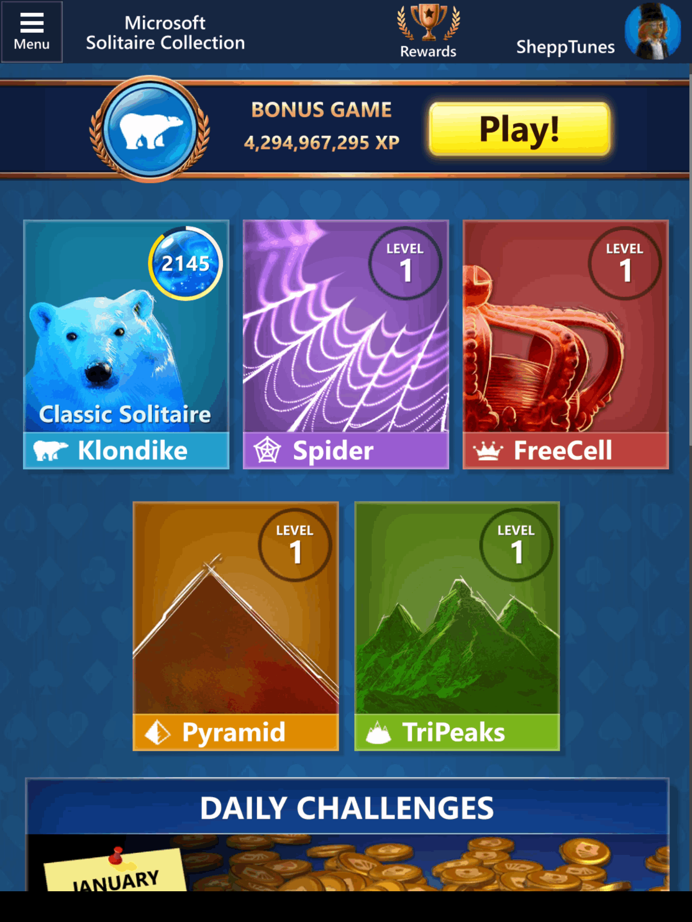 Play Solitaire Weekly Rewards! 