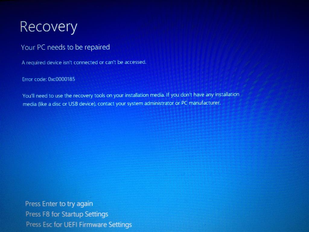 Windows 8 Error Code: 0xc0000185 - Microsoft Community