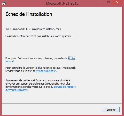 Mise À Jour Impossible De.NET Framework 4.6 / 4.6.1 - Communauté.