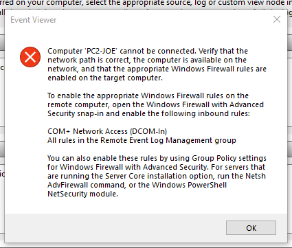 Event Viewer Connect To Another Computer Microsoft Community