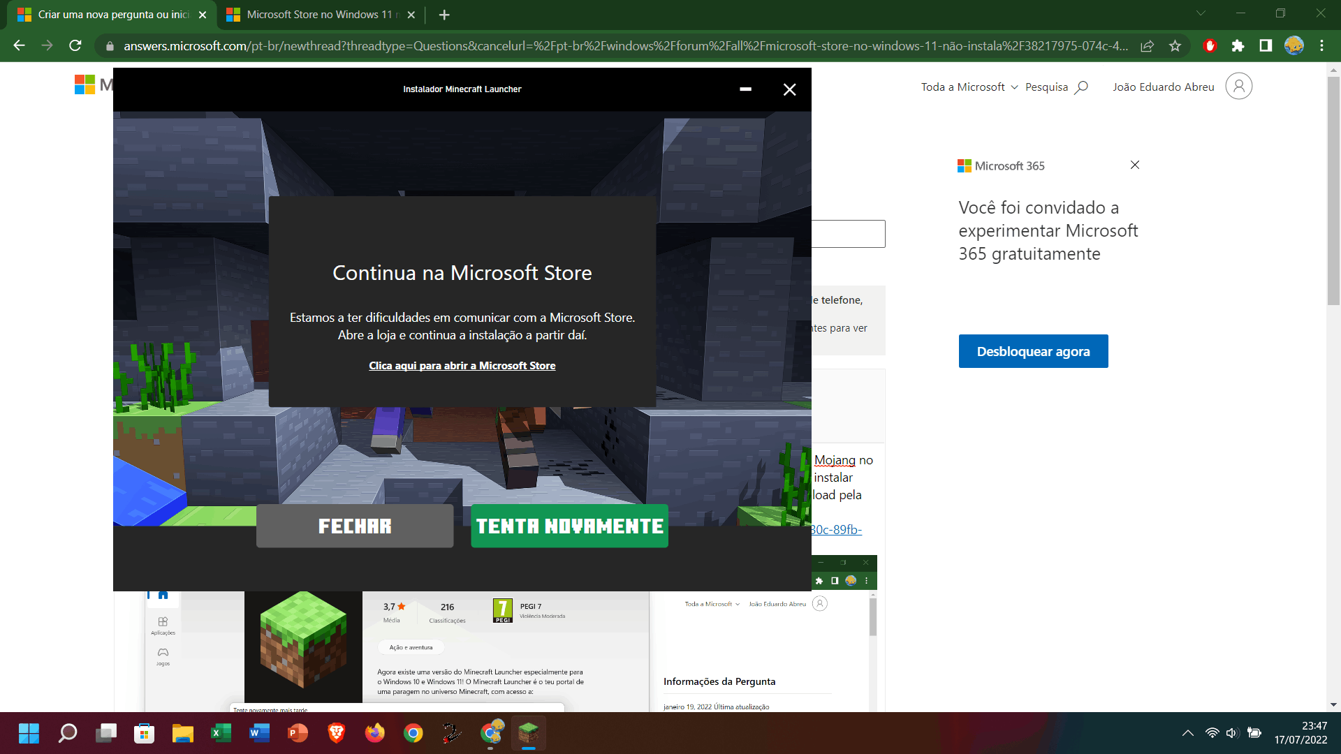 Não consigo instalar jogos da Microsoft Store - Microsoft Community