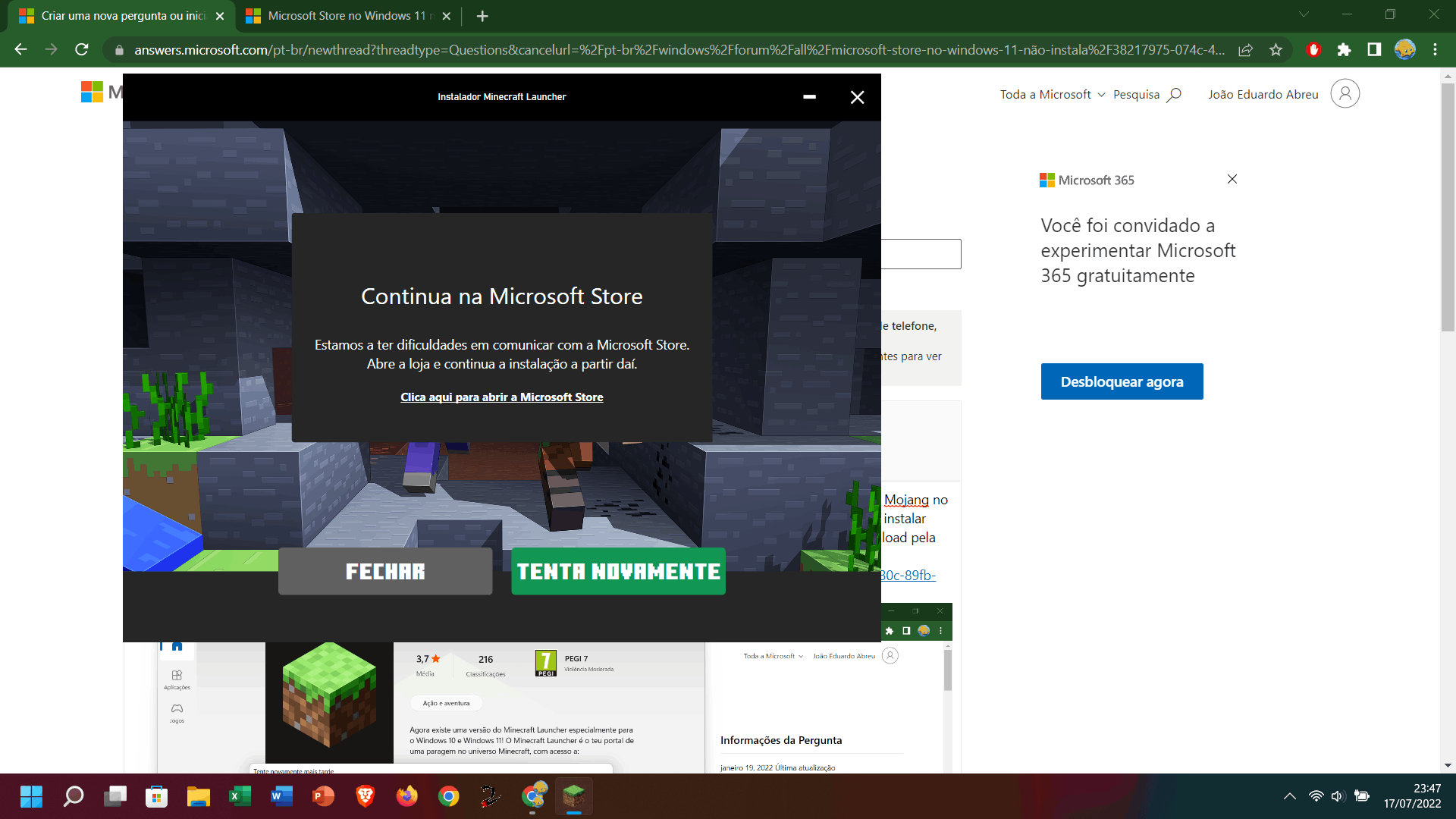 Jogo Minecraft não quer instalar/atualizar - Microsoft Community