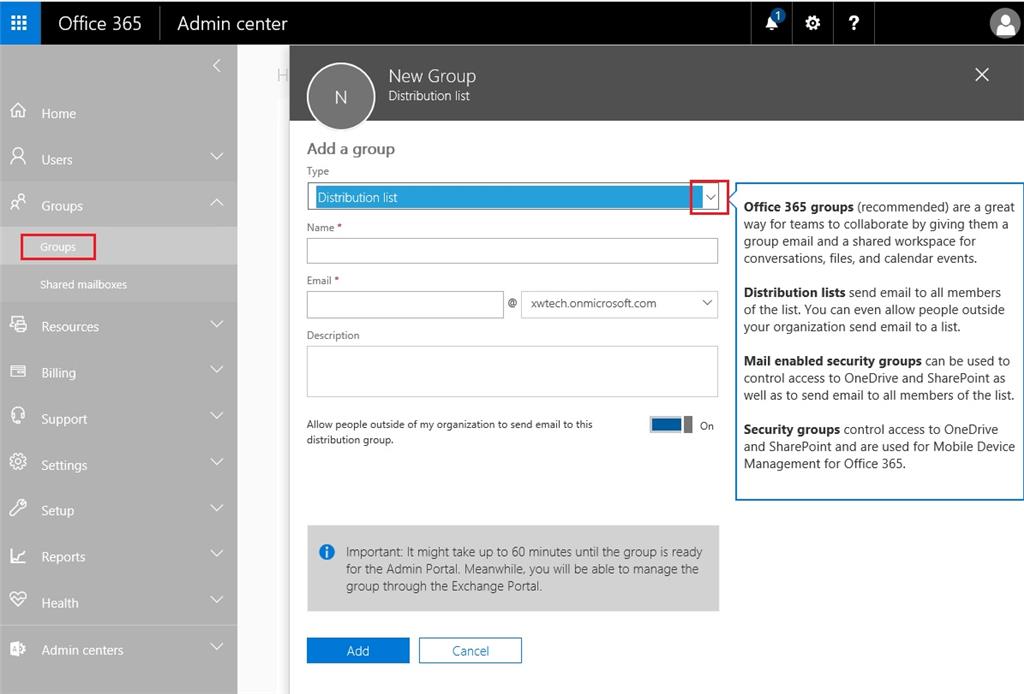 How to create an email distribution list in office 365 on the web? -  Microsoft Community