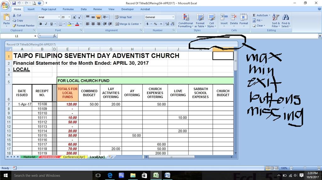 excel worksheet minimize maximize restore buttons