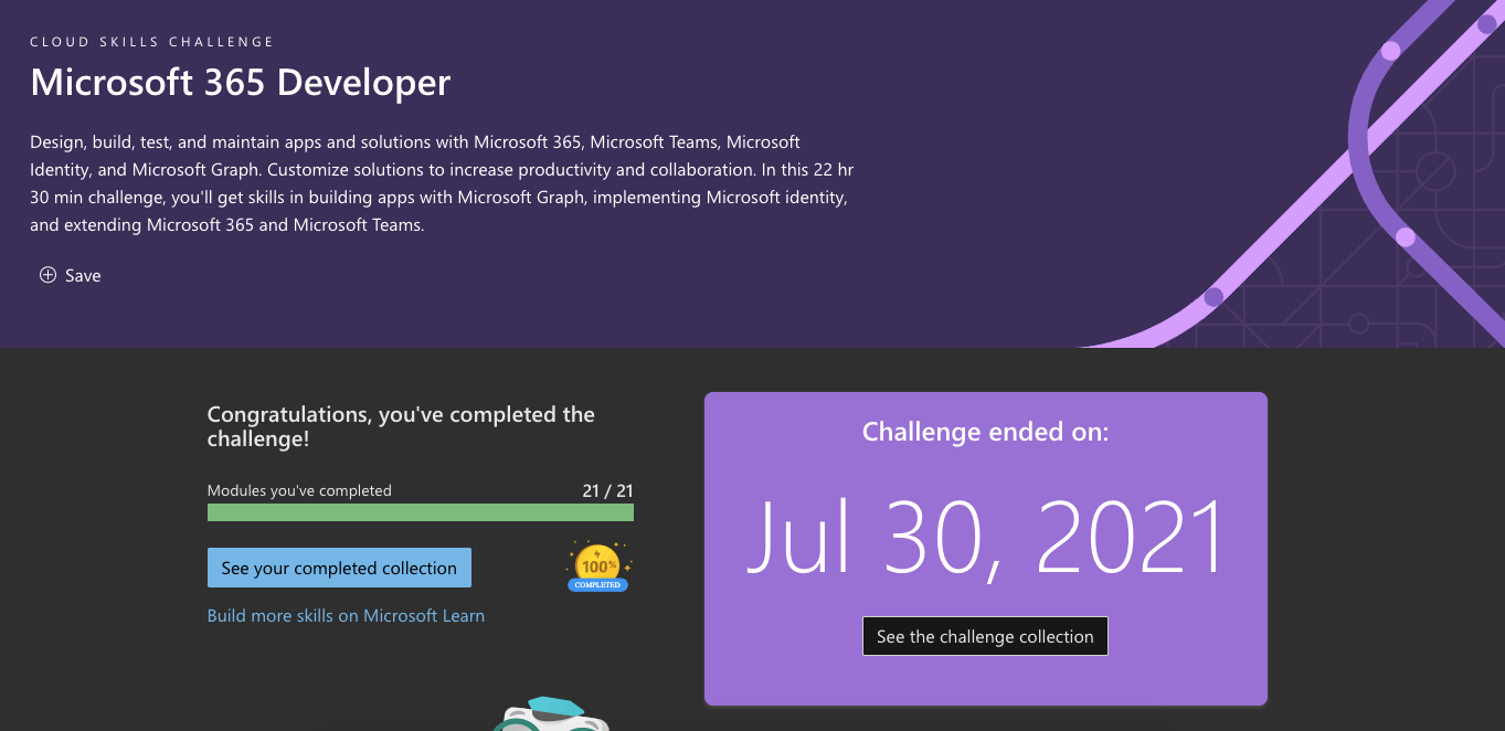 COMPLETED Microsoft 365 Developer Challenge! BUT NEVER RECEIVED THE ...