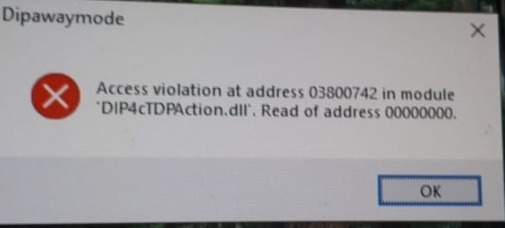 Ошибка dipawaymode access violation at address 03260742 in module dip4ctdpaction dll