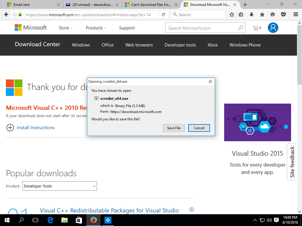 Not Able To Download Vcredist Or Directx Files From Microsoft Website Microsoft Community