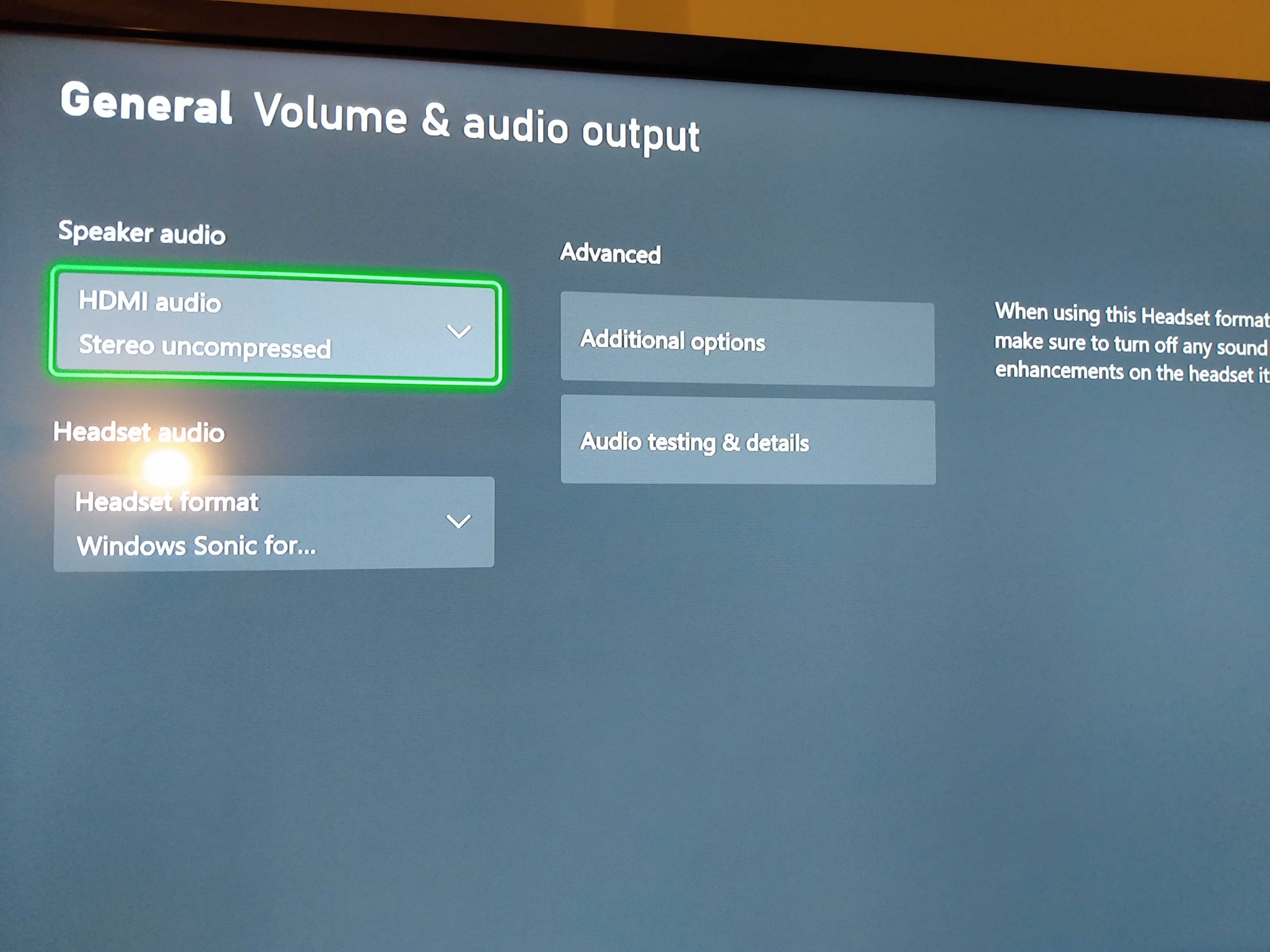 Xbox one hdmi audio stereo online uncompressed