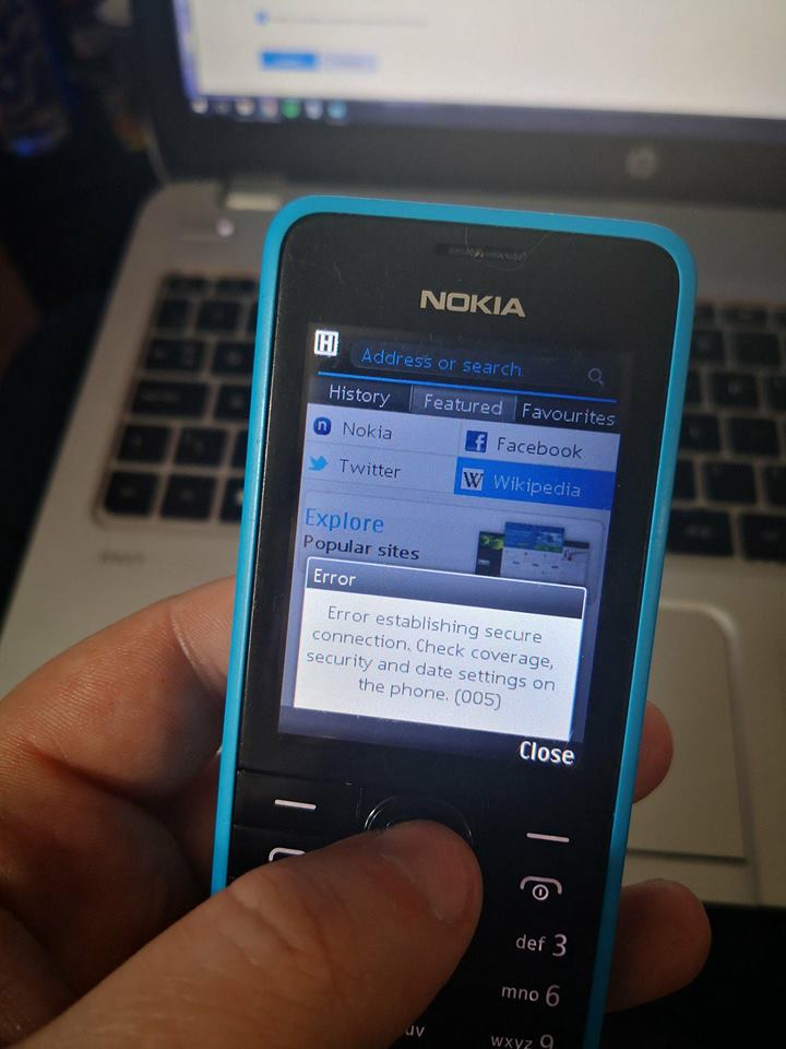 Nokia 301 Internet Needs Secure Connection Error 005 Microsoft Community