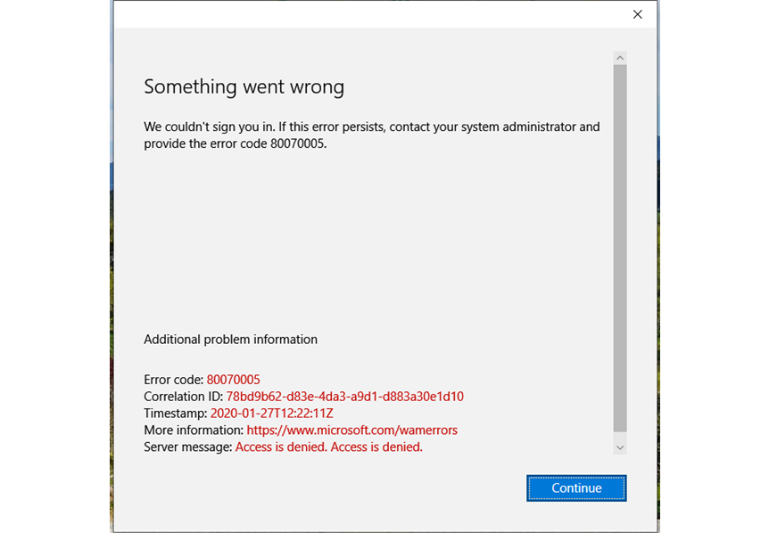 What is error code 80070005 on Windows 11?