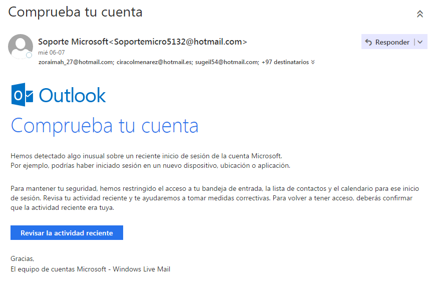 Bandeja de entrada de mi correo hotmail restingida Microsoft Community