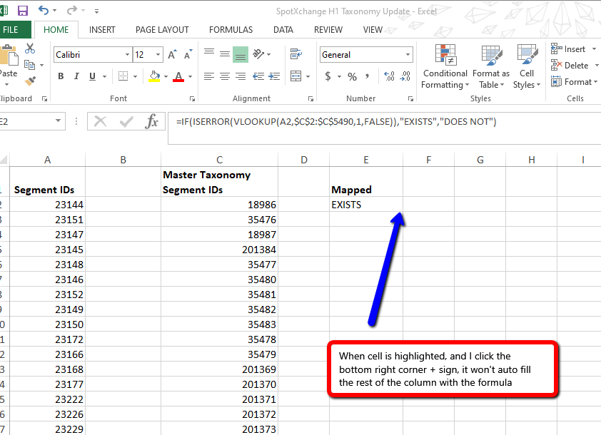 Vlookup Formula Column Fill Sign Stopped Working Microsoft Community