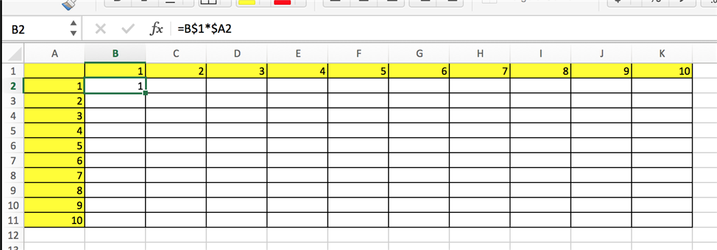 multiplication tables on excel - Microsoft Community