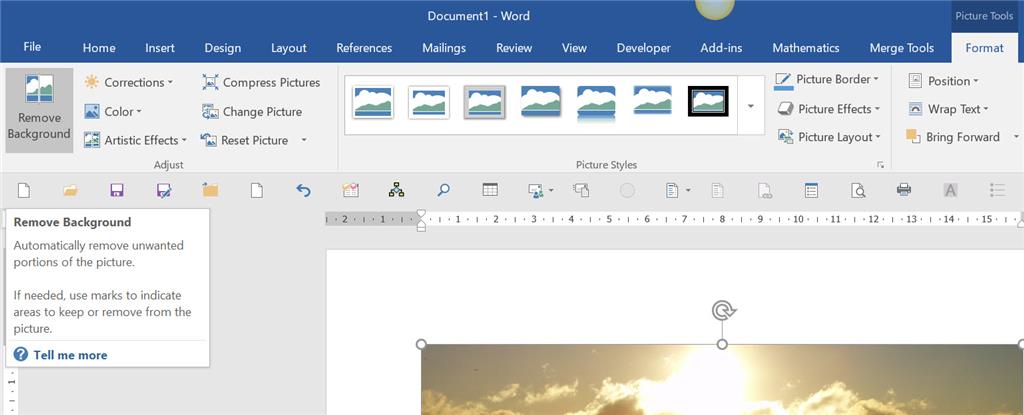 Picture - Tools - Format - Remove Background - Microsoft Community