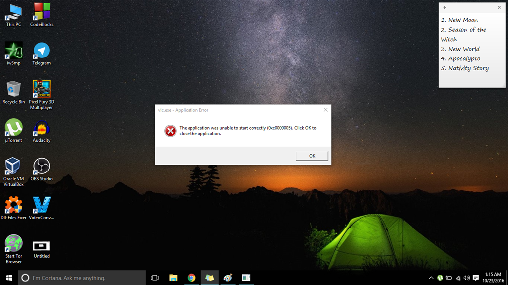 program was unable to start. (0xc0000005) - Microsoft Community