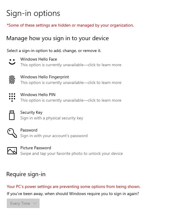 Windows Hello - This Option Is Currently Unavailable. - Microsoft Community