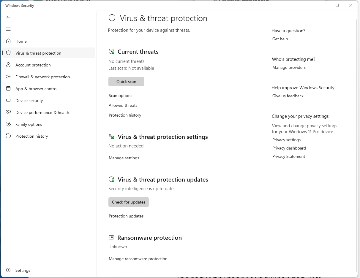 Windows Security hasn't worked properly since upgrading to Windows 11 ...