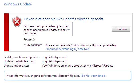 Update Lukt Niet: 800B0001 - Microsoft Community