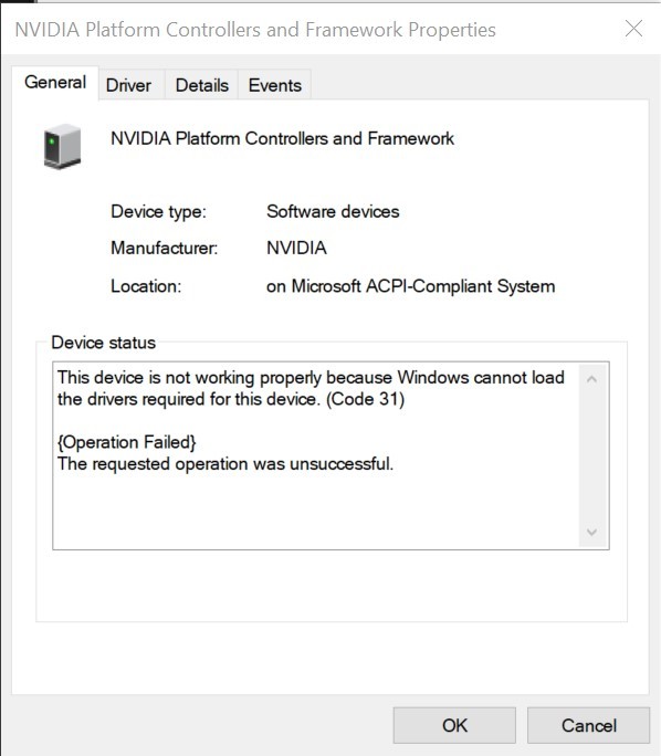 Nvidia framework and controller driver error (code 31 Nvidia framework and controller driver error (code 31