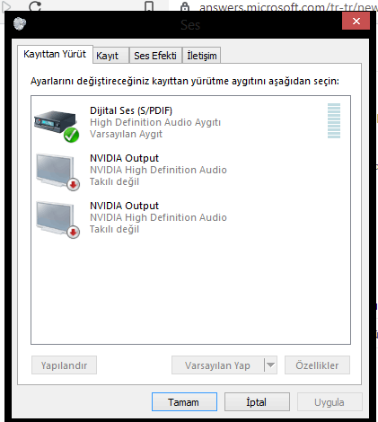 Dijital Ses (S/PDIF) Format Sonrası Ses Sorunu - Microsoft Community