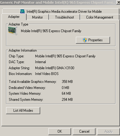 Intel r 965 hot sale express chipset family