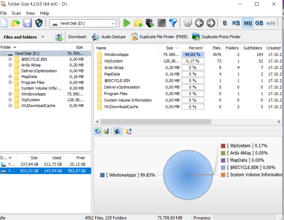 Opera Deha majör  harddisk kullanılan alanı fazla gösteriyor - Microsoft Community