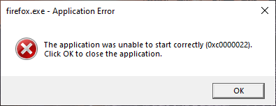 Application Error (0xc0000022) on Gecko-based Browser - Microsoft 