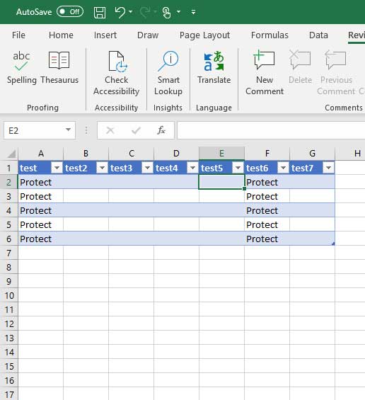 EXCEL 2016 - Protecting sheet while formatted table creates additional ...