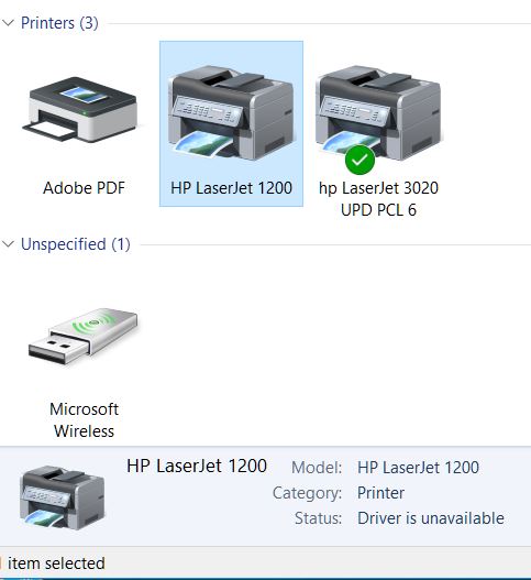 HP LaserJet 1200 PCL5 doesn't on win10 Microsoft