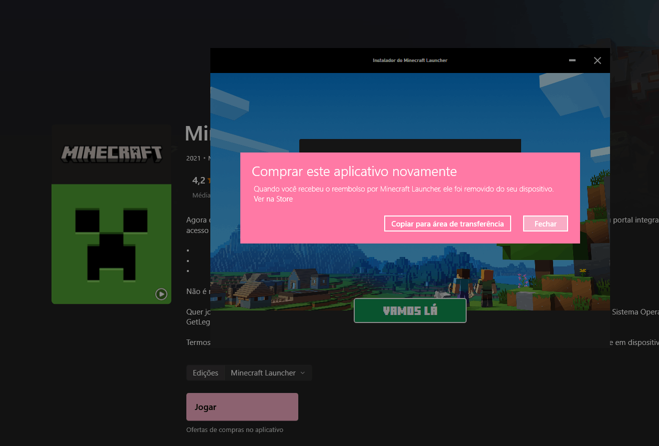 Quando você recebeu o reembolso por Minecraft Launcher, ele foi - Microsoft  Community